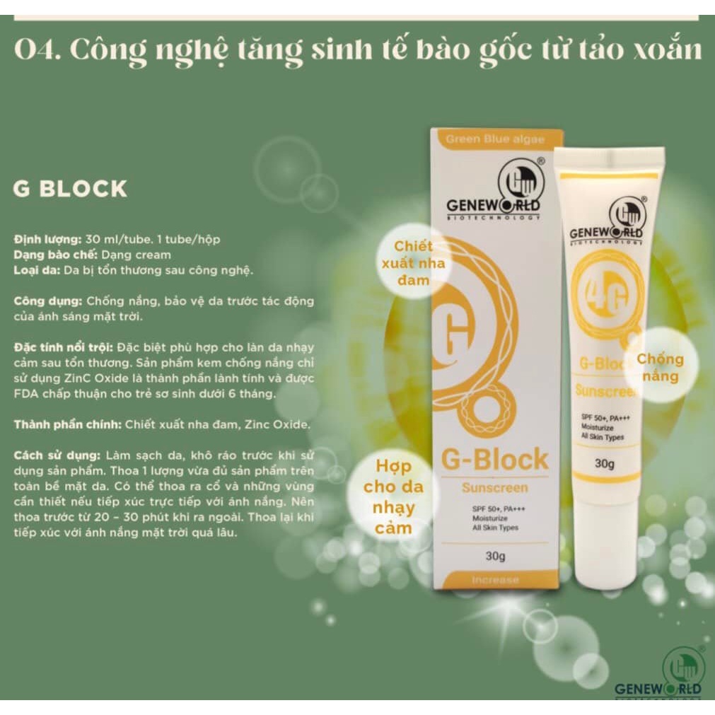 G- Block kem chống nắng cho da sau xâm lấn