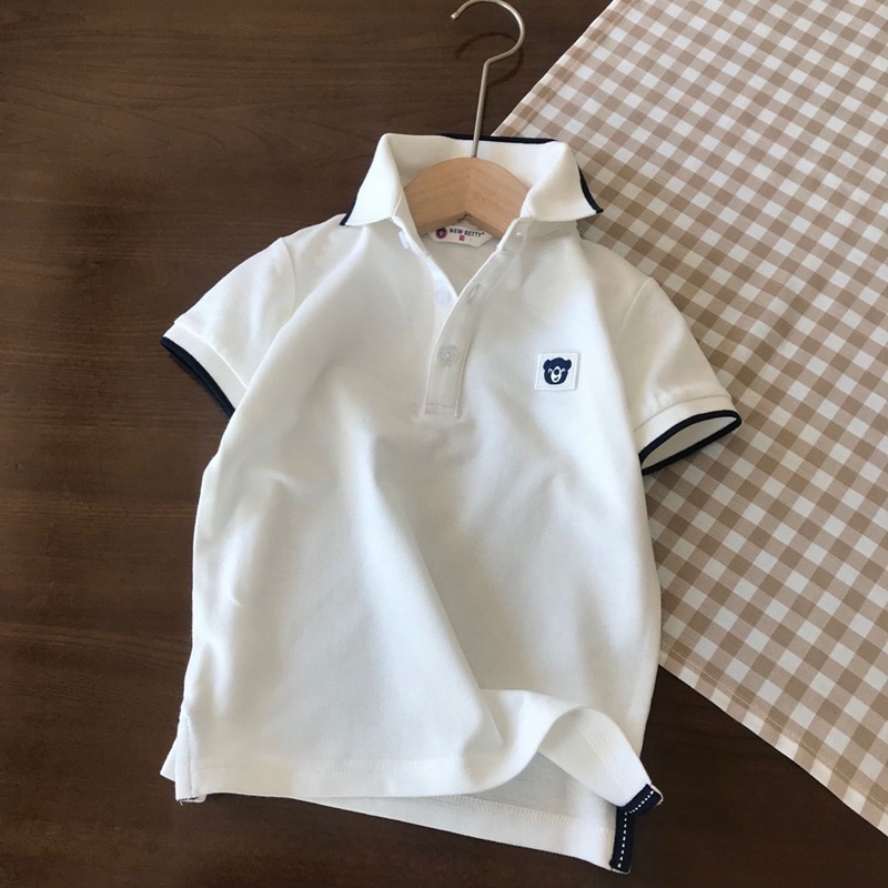 Áo POLO trắng cho bé trai. Chất cotton đẹp. NEWBETTY Size 9-45kg