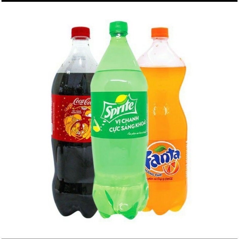 Nước ngọt giải khát có ga Coca cola, Pepsi, 7 up, Minrinda chai 1,5L