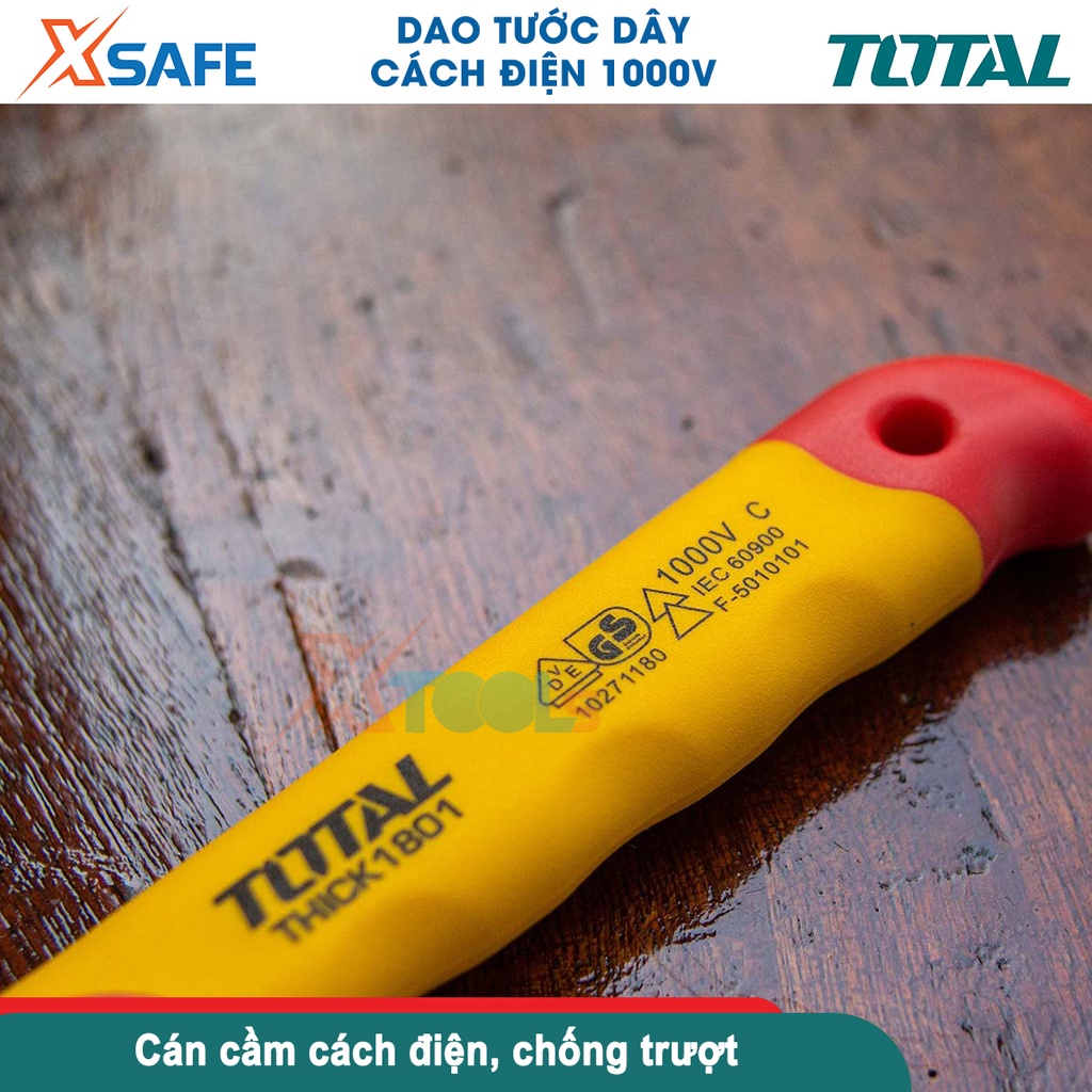Dao tước dây điện lưỡi thẳng cách điện 1000V TOTAL THICK1801 50x100mm chứng nhận VDE/GS dao tuốt dây điện [CHÍNH HÃNG]