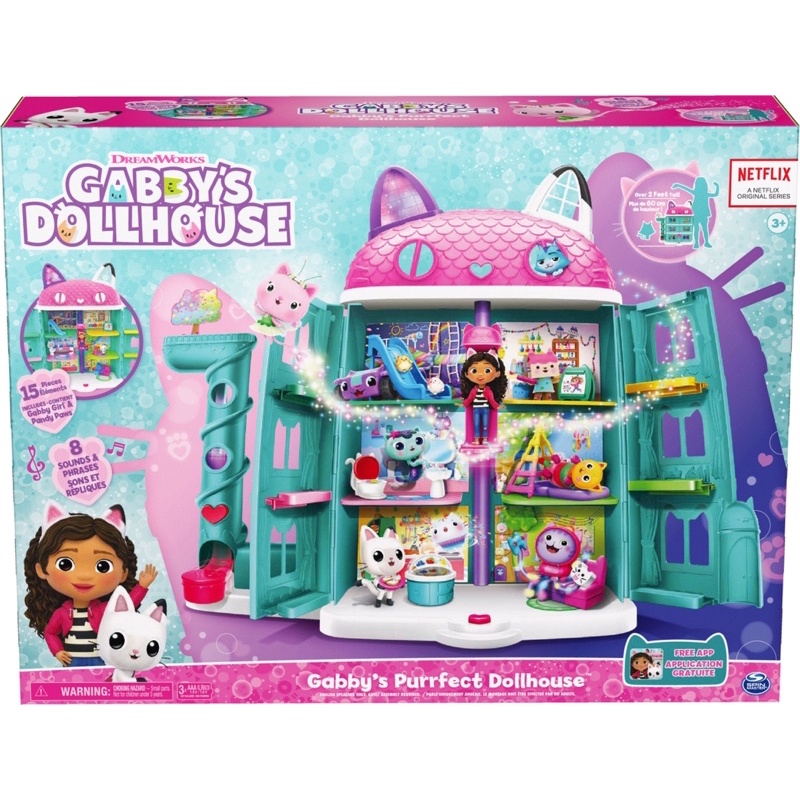 Nhà Gabby Dollhouse cao 60cm với 8 âm thanh và 15 phụ kiện