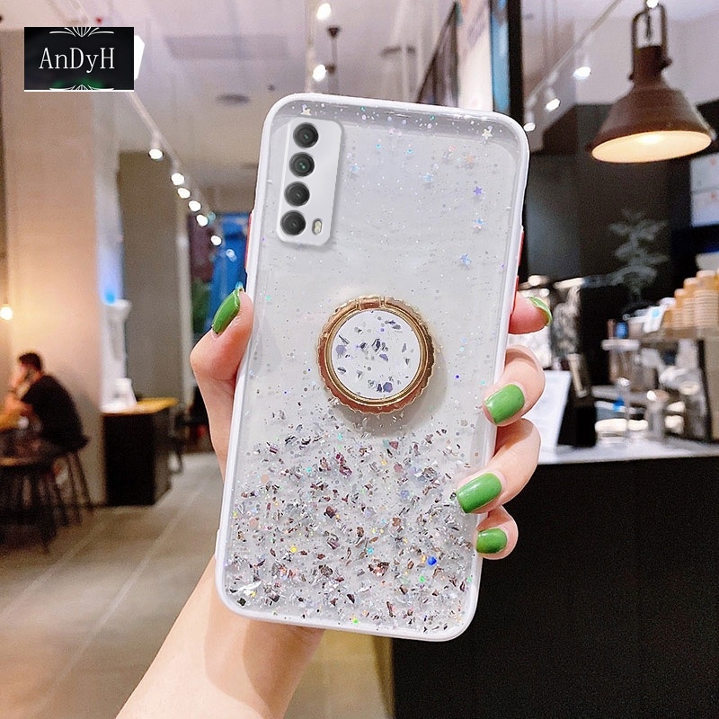 Ốp điện thoại họa tiết ngôi sao lấp lánh kèm giá đỡ nhẫn cho Huawei Y7A Y9A Y9S Y8S Y6S