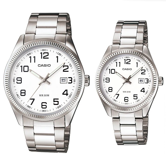 Đồng hồ đôi nam nữ dây kim loại Casio Anh Khuê MTP/LTP 1302D-7BVDF