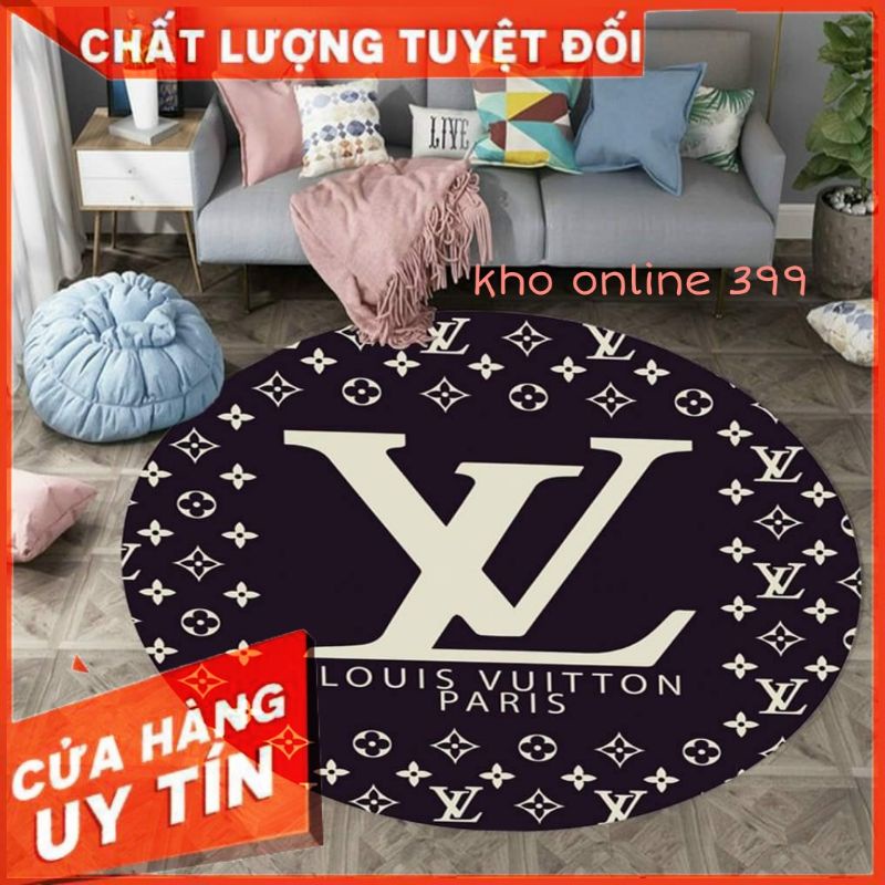 Thảm trải sàn lv tròn [RẺ VÔ ĐỊCH] thảm trải sàn bali tròn mẫu thương hiệu chống trượt kích thước 1m, trang trí nhà cửa