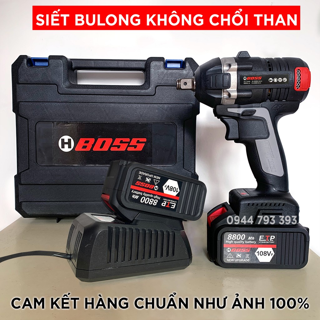 Máy Siết Bulong Pin BOSS 108V - Bắn Bulong 380N/m - Không chổi than - Pin 10 CELL - Máy bắt vít - Khoan dùng pin BOSS