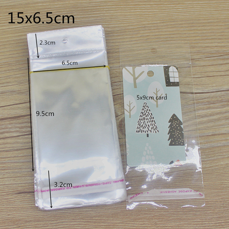 Set 200 túi nhựa OPP trong suốt đựng trang sức tiện dụng