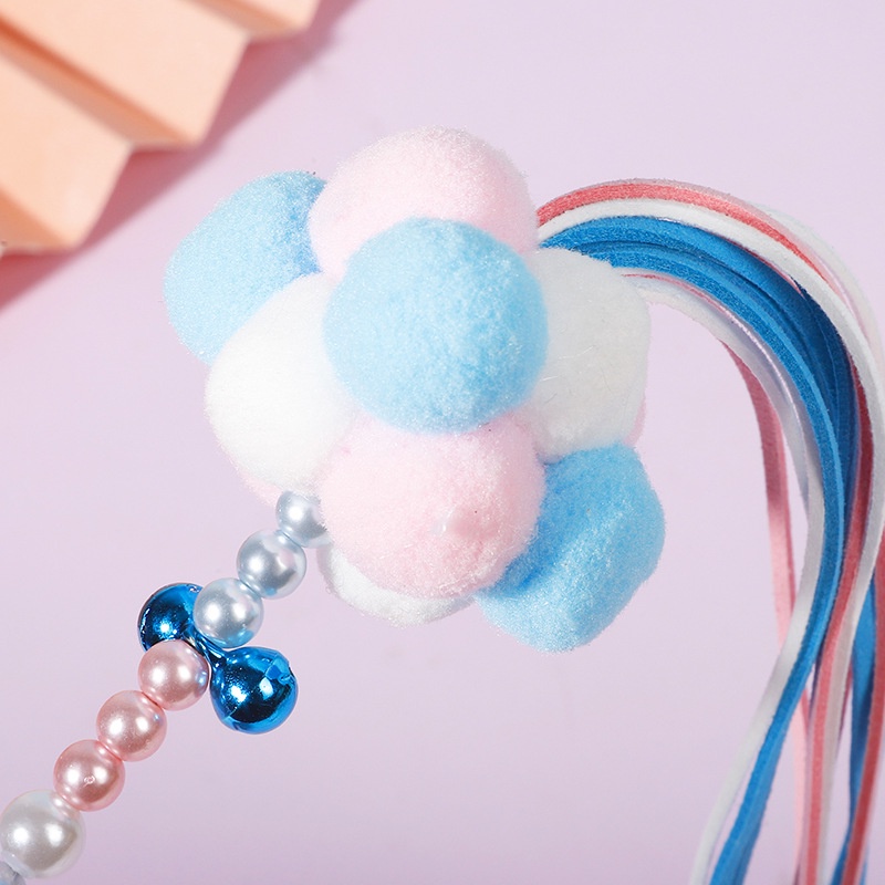 Đồ Chơi Đũa Tương Tác Với Mèo Cưng Đính Hạt Nhiều Màu Sắc Kèm Bóng Lông Và Chuông