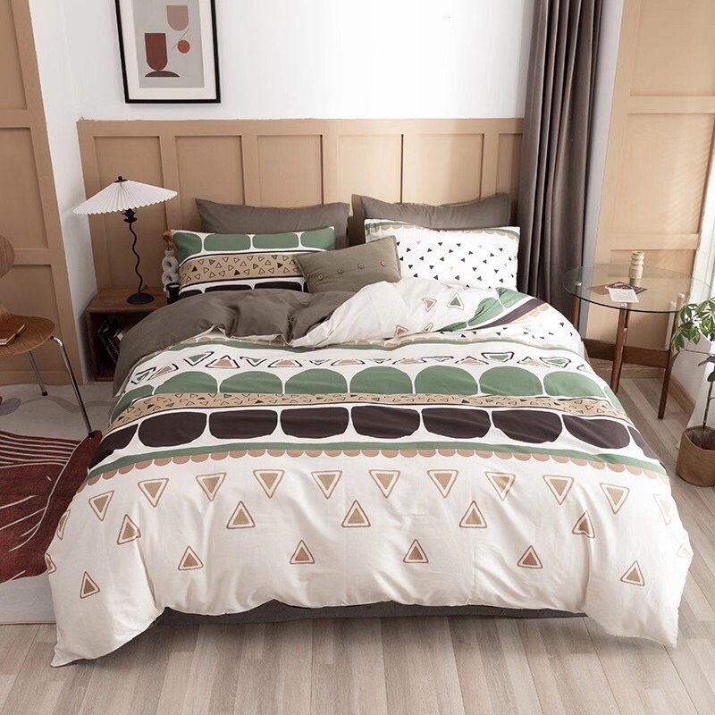 Bộ Chăn Ga Gối ❤️ Cotton living 100% cao cấp đủ size ga giường họa tiết kẻ miễn phí bo chun nhập khẩu Hàn Quốc