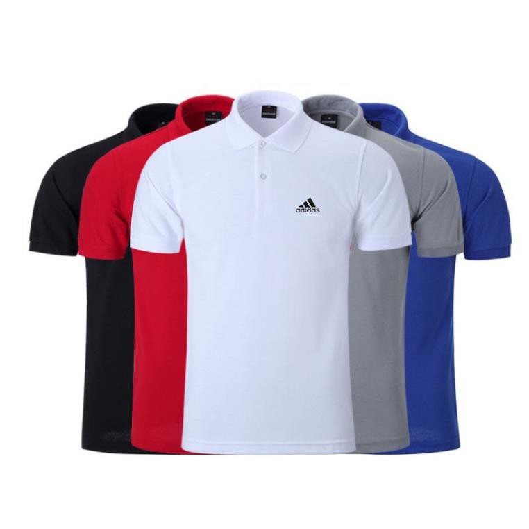 Áo Thun Polo Adidas Tay Ngắn Cổ Bẻ Thêu Hình Hươu Màu Đen Thời Trang Mùa Hè Cho Nam . '