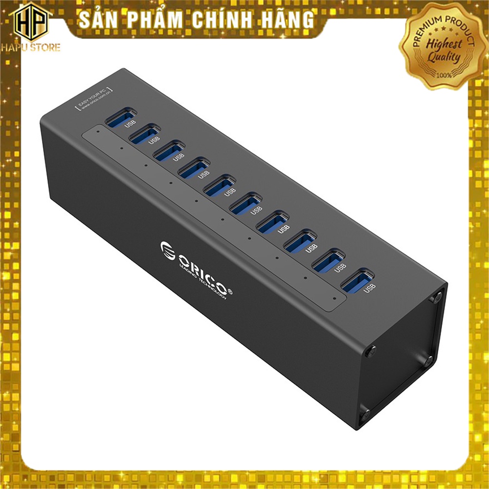 Bộ chia 10 cổng USB 3.0 Orico A3H10-V2 vỏ nhôm - Hub USB 10 Port - Hapustore