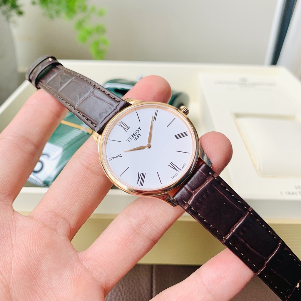 Đồng hồ nam chính hãng Tissot Tradition 5.5 Rose - T063.409.36.018.00 - Máy Quartz pin - Kính Sapphire - Dây da