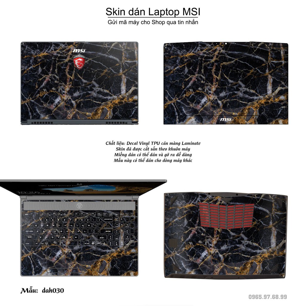 Skin dán Laptop MSI in hình vân đá _nhiều mẫu 3 (inbox mã máy cho Shop)