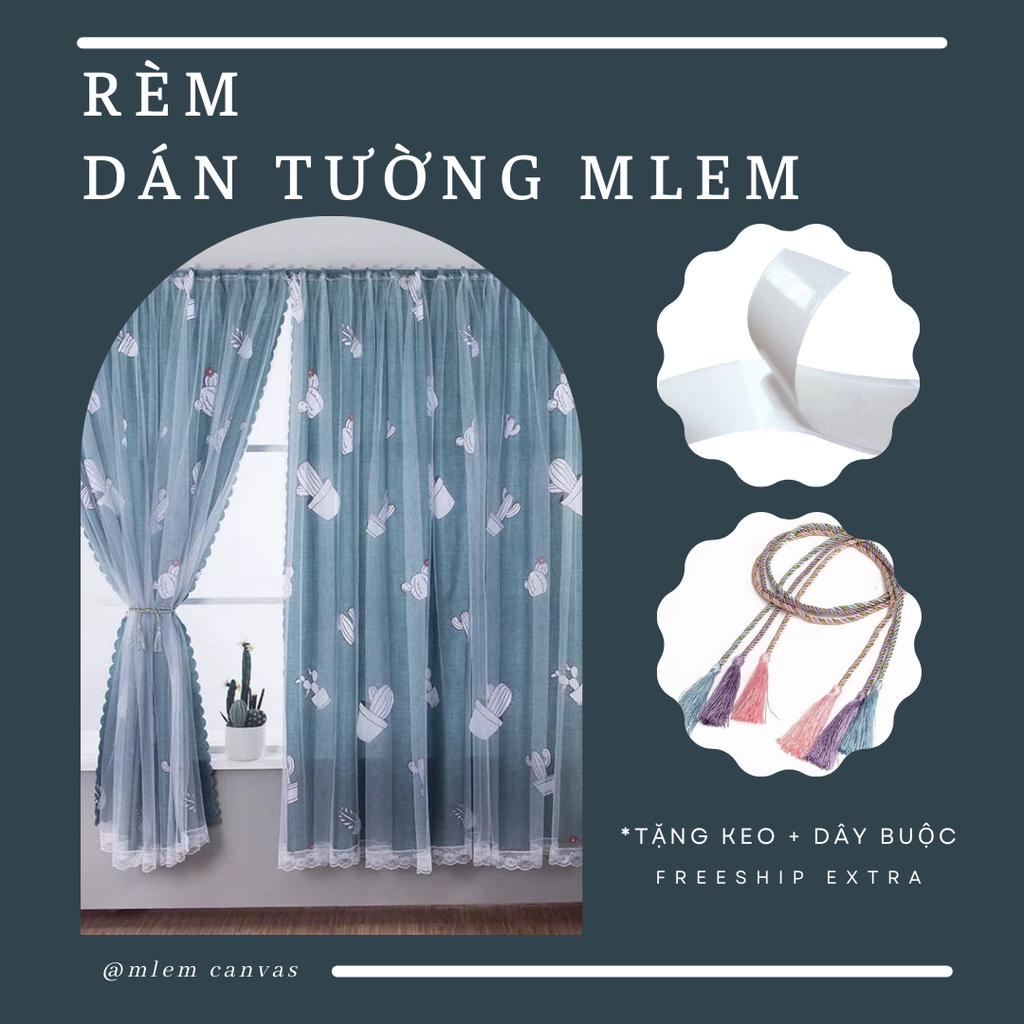 Rèm Dán Tường Mlem Hồng Xinh Treo Cửa Sổ