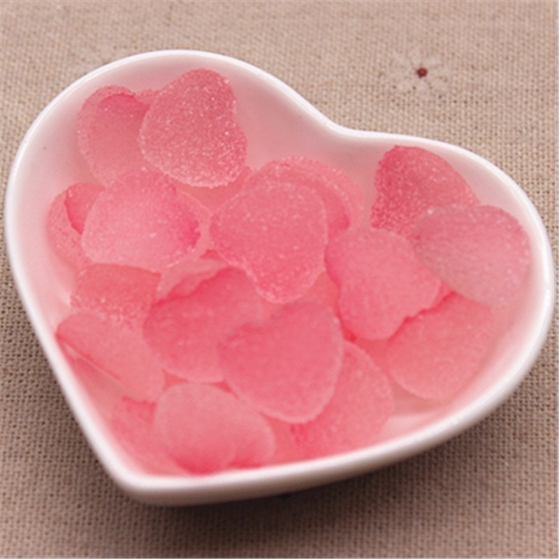 10Pcs/set Gradient Color Cute Simulation Resin Love Heart Candy Flatbacks Cabochon for Phone Case DIY