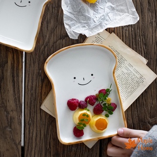 Đĩa sứ đẹp - hình lát bánh mì gối - đĩa decor trang trí món ăn