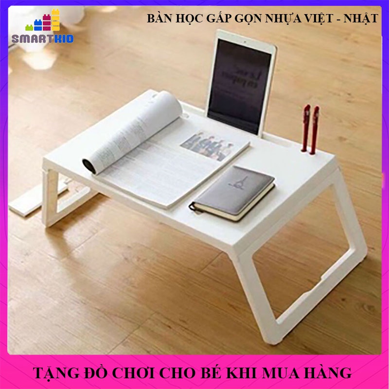 Bàn Học Gấp Gọn Cho Bé, Có Khe Cắm ipad, bút Nhựa Việt Nhật, Chắc Chắn Bền Đẹp Gọn Gàng Tiện Lợi Thông Minh