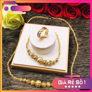 Combo dây chuyền lắc tay nhẫn bi nữ mạ 18k cao cấp h576 công nghệ đức bền màu