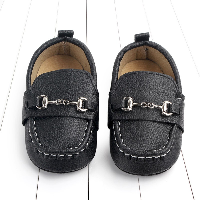 Giày mọi đế mềm màu đen cho bé trai(9-18 tháng)