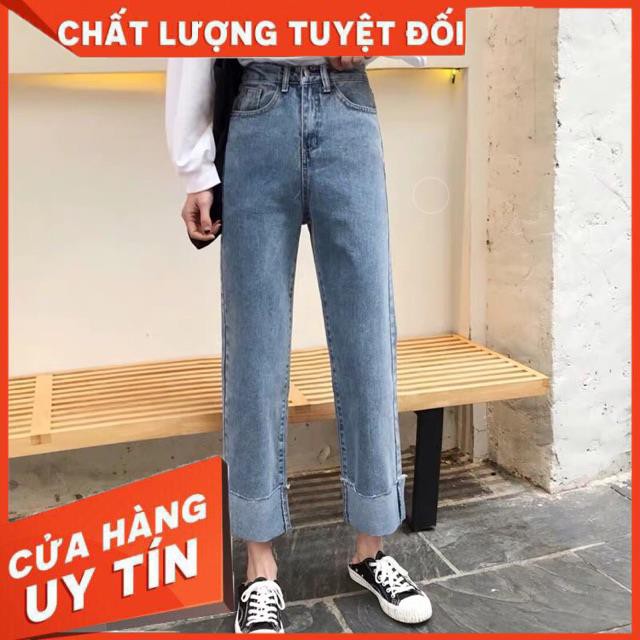 [Mã WASTMAY giảm 15% tối đa 30K đơn 150K] QUẦN JEANS ỐNG RỘNG GẤP ỐNG LƯNG CAO | WebRaoVat - webraovat.net.vn