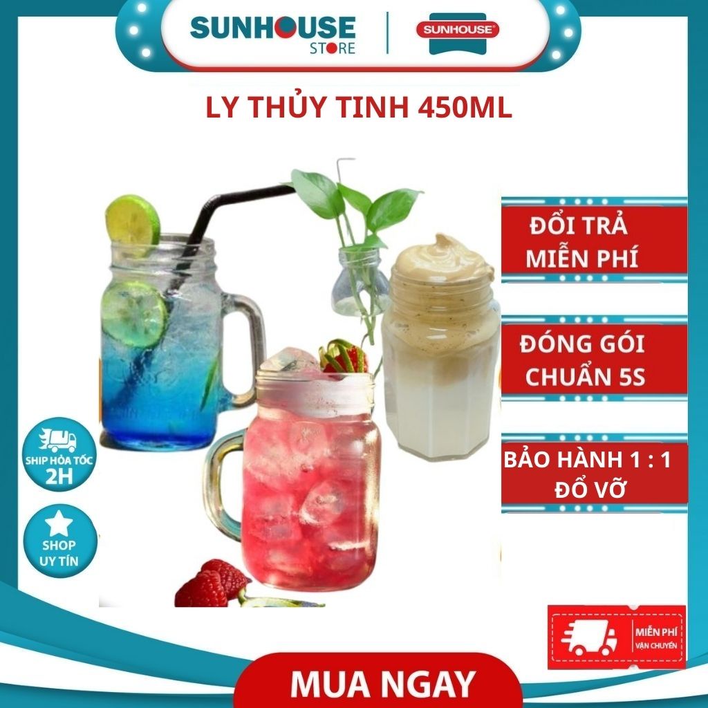 (HCM) Ly thủy tinh ANPER 450ml có hình đẹp cao cấp sang trọng uống nước và cafe