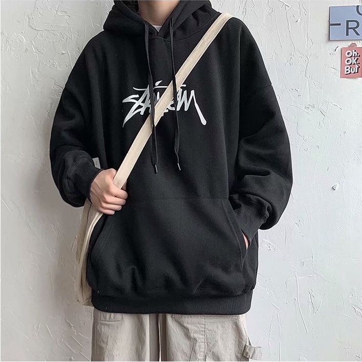 Áo hoodie dáng rộng in họa tiết thời trang mùa đông cho nam có 5 màu tùy chọn size M-5XL