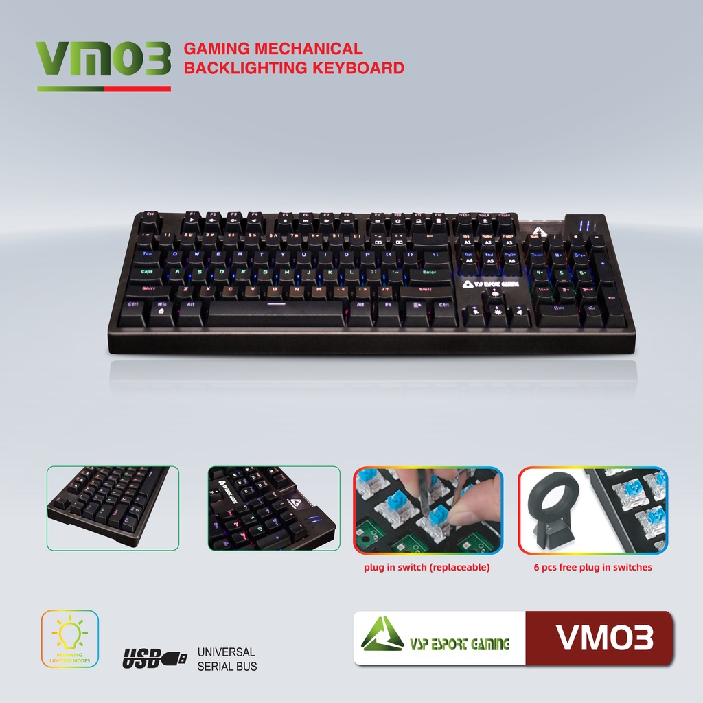 Bàn Phím Cơ VSP VM03 ESPORT GAMING