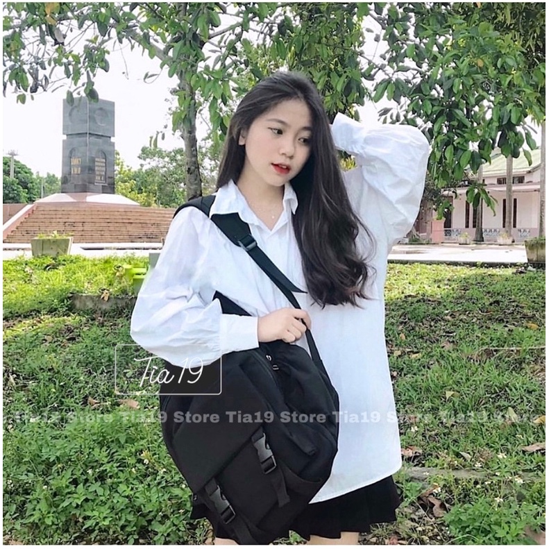 Áo somi tay bồng oversize ( ẢNH THẬT)