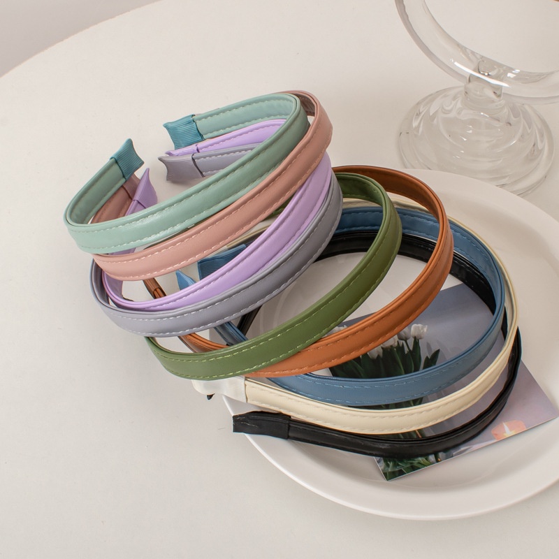 Băng đô cài tóc vải da basic đủ màu phong cách vintage