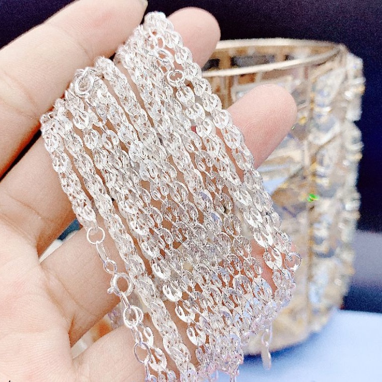 Lắc tay nữ bạc ý cao cấp DaLiA Jewelry xếp lá dày dặn