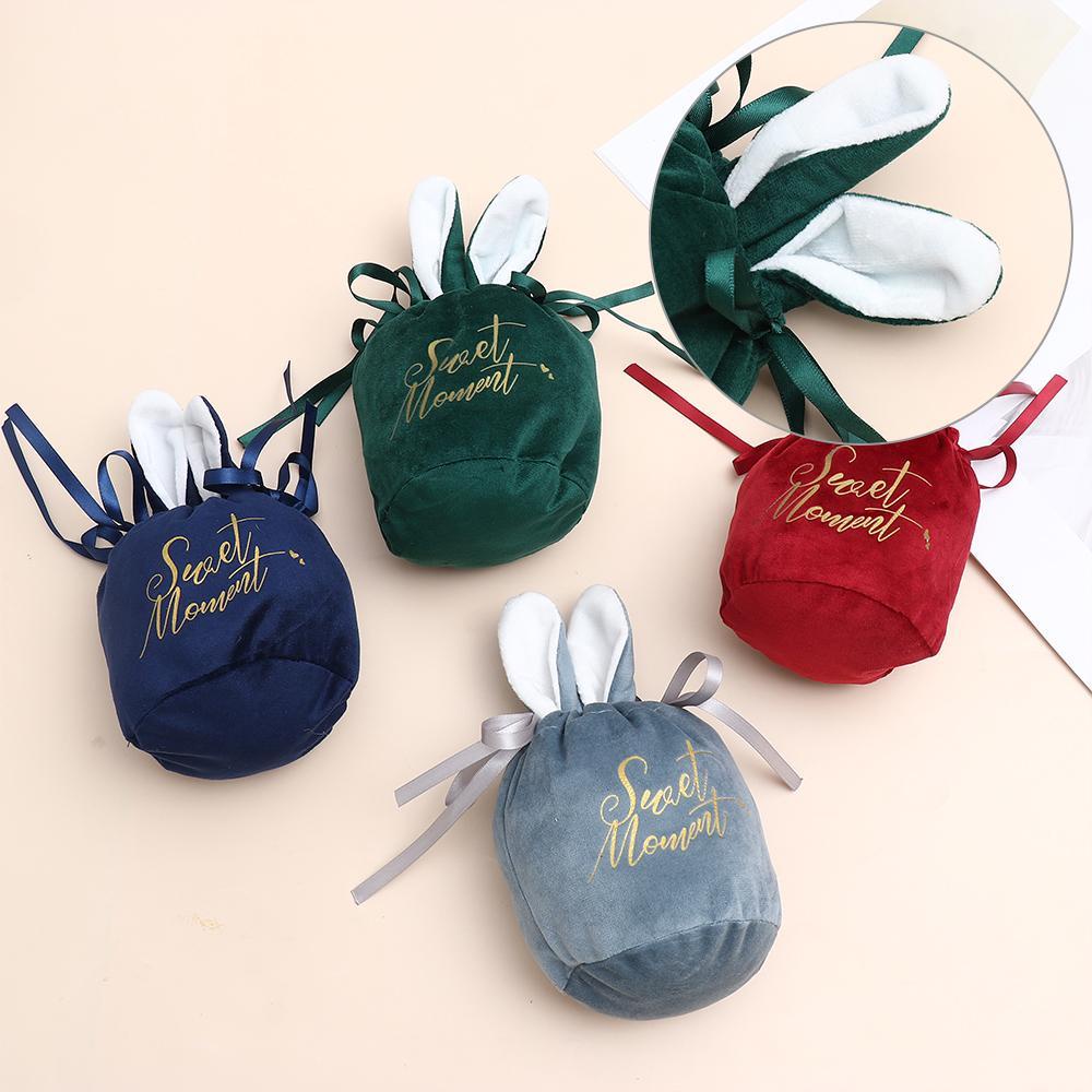 Túi Đựng Kẹo Hình Tai Thỏ Bằng Vải Flannel Trang Trí Tiệc Sinh Nhật / Phục Sinh