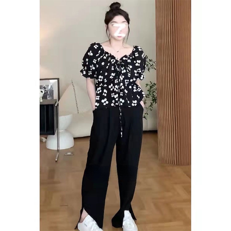 Áo Kiểu Cổ Vuông Tay Phồng In Họa Tiết Hoa Thời Trang Mùa Hè Cỡ Lớn Cho Nữ