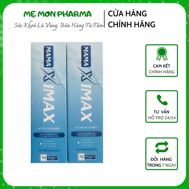 Xịt Mũi Muối Biển MAMA-XIMAX (Chai 70ml)Vệ Sinh Khoang Mũi•Làm Loãng Nhầy•Phòng Ngừa Viêm Mũi Họng -Hot