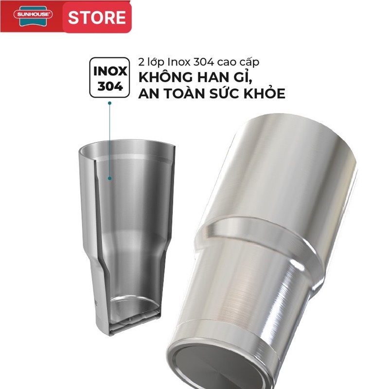 Bình giữ nhiệt Inox 304 Sunhouse 900ml ( Bảo Hành Chính Hãng)