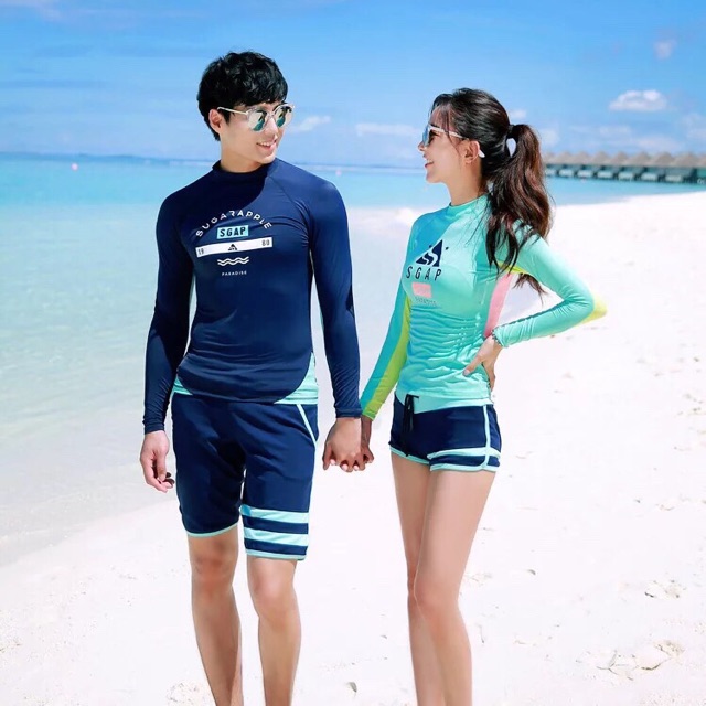 Đồ bơi nam nữ dài tay quần đùi SGAP chống nắng