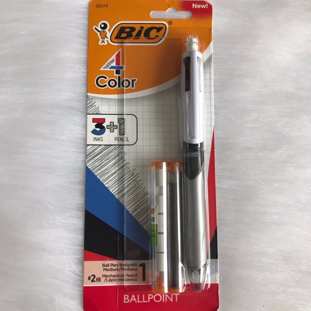 👉Bic 4-Color 3+1 Ball Pen and Pencil - Mỹ