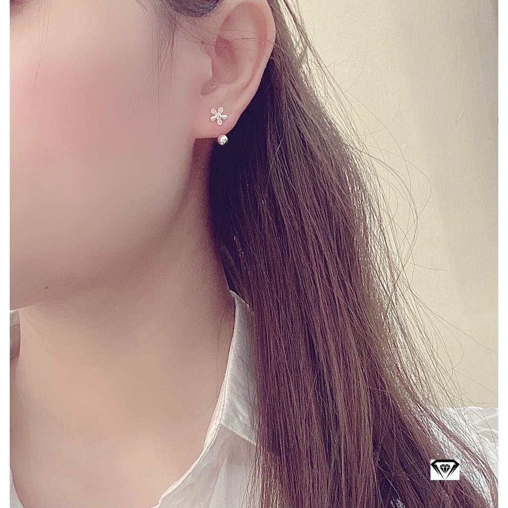 Bông tai nữ bạc ta mẫu 2in1 trẻ trung,MS50,Vàng bạc an chi