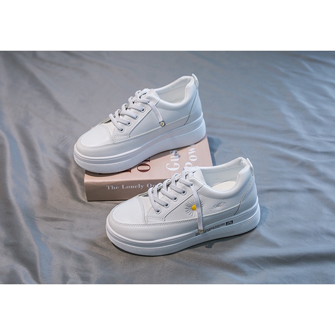 Giày thể thao Sneaker nữ G14 Màu Trắng Đế CaoThêu Hoa Phong Cách Đi Học Đi Chơi | BigBuy360 - bigbuy360.vn