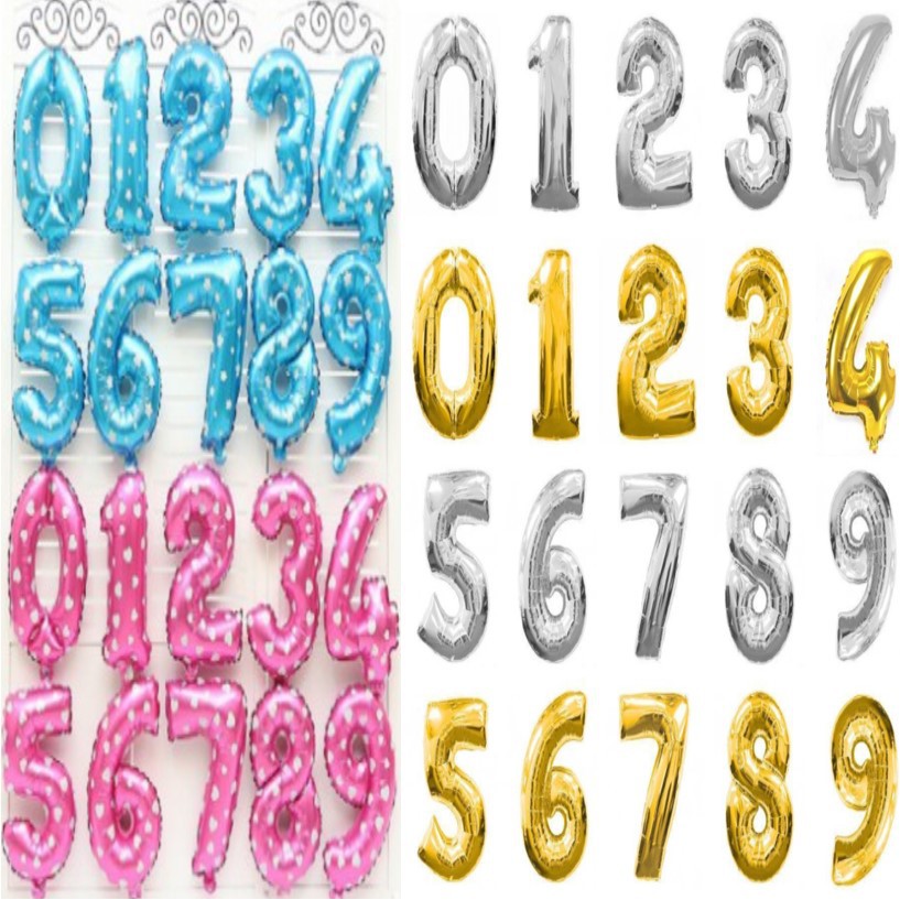 Bong Bóng Hình Chữ Số Nhỏ 40cm trang trí background sinh nhật, Bong Bóng Số Tuổi Trang Trí Tiệc Sinh Nhật Happy Birthday