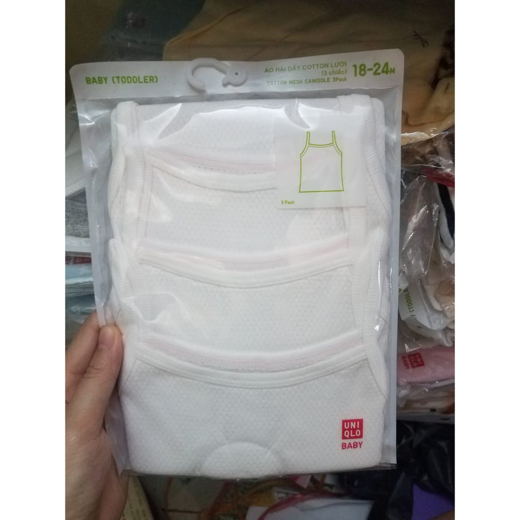 Set 3 áo 2 dây Uniqlo chất cotton lưới cho bé
