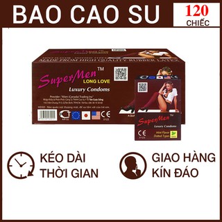 ( Hộp 120 cái ) bao cao su SuperMen Long Love - kéo dài thời gian cuộc yêu - dùng gia đình - khách sạn