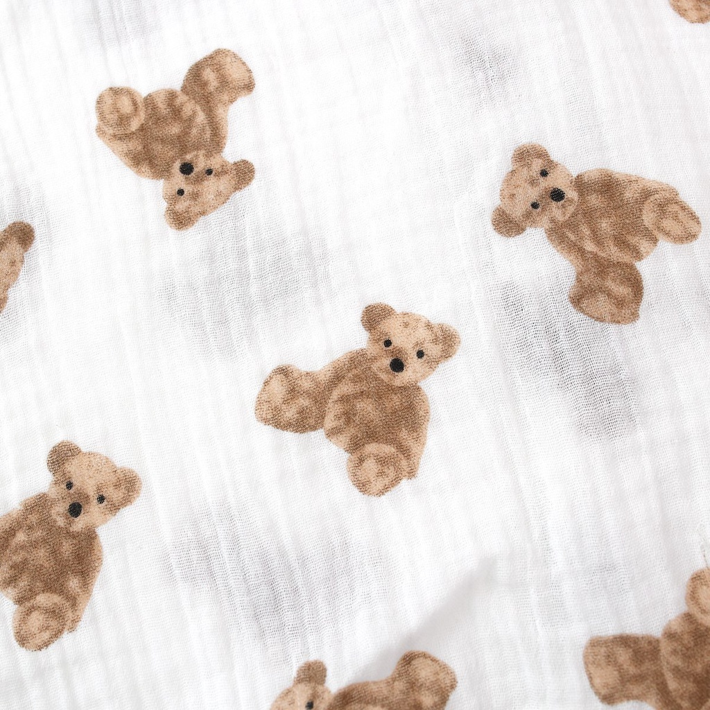 Áo liền quần Sanlutoz tay dài họa tiết chú gấu dễ thương cho bé