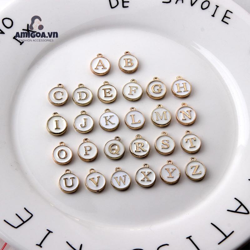 ✨✨1 Mặt Dây Chuyền Hợp Kim Hai Mặt Hình Chữ Cái DIY