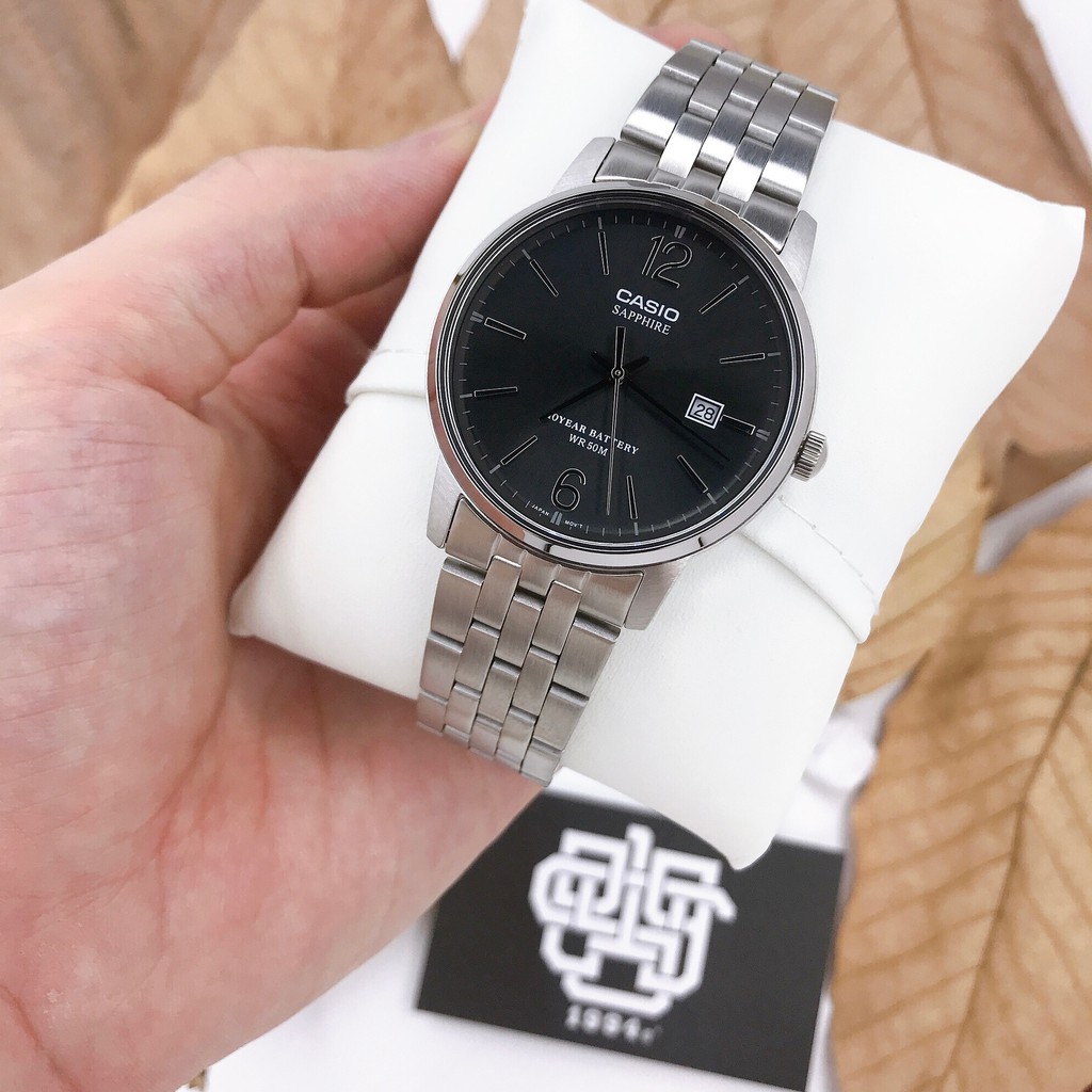 Đồng hồ nam Casio MTS-110 / MTS-110D-1A kính Sapphire chống trầy chính hãng