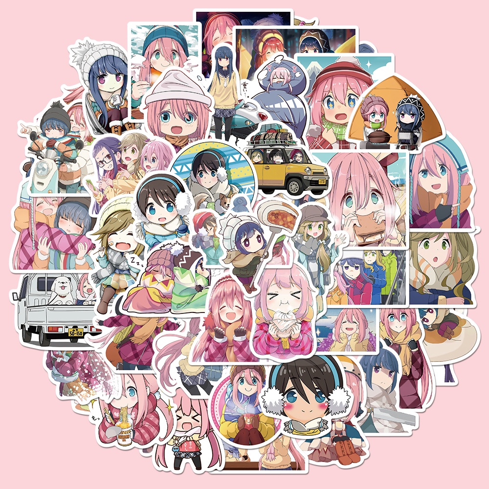 Bộ 50 miếng dán trang trí laptop chống thấm nước hình anime yuru cho bé
