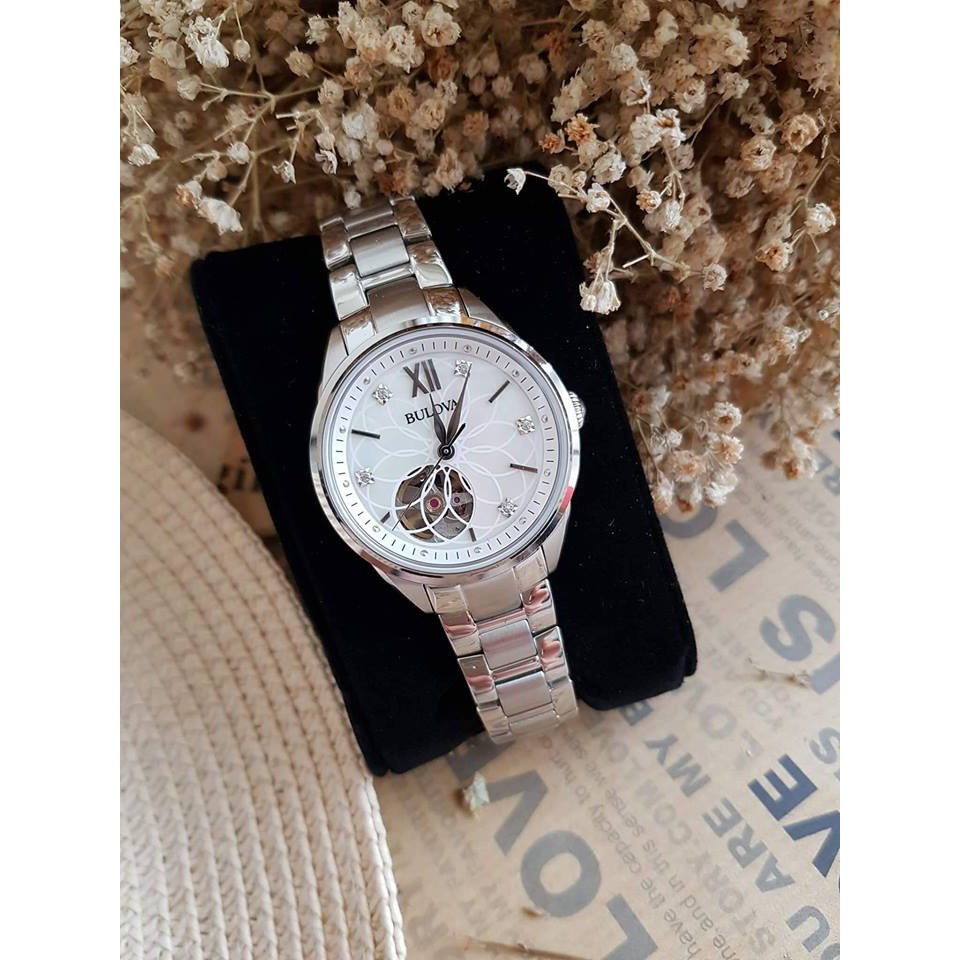 Đồng hồ nữ Bulova Máy tự động - Mặt kính Sapphire - Vỏ dây thép không gỉ - Đáy lộ máy