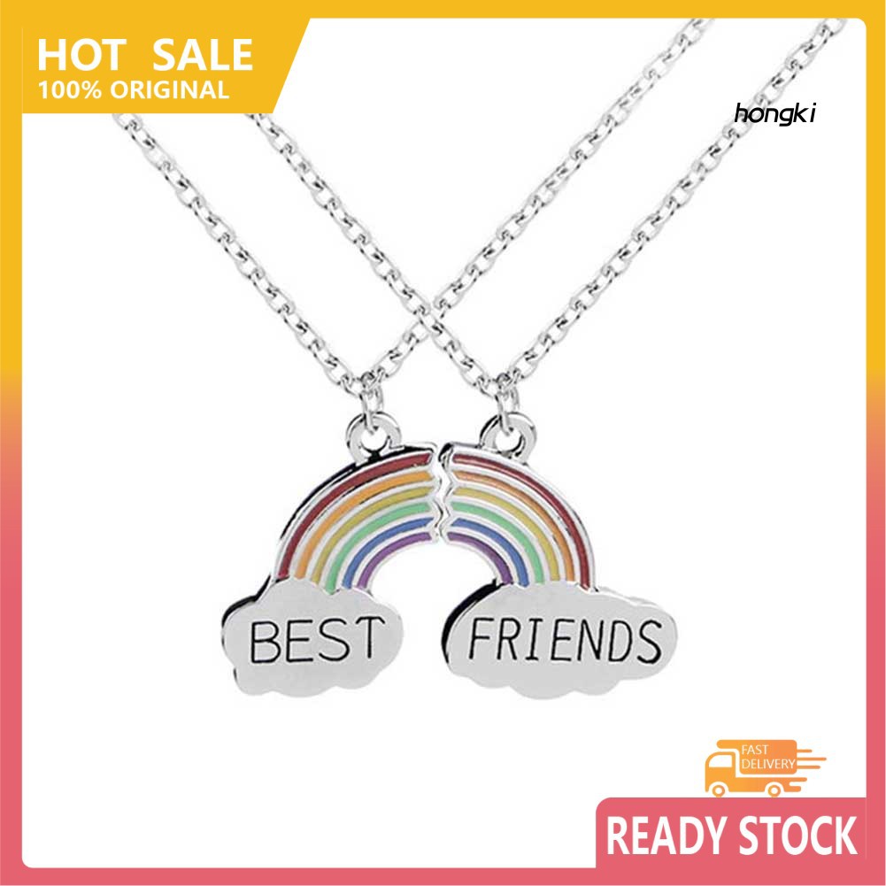 Set 2 Vòng Cổ Tình Bạn Mặt Cầu Vồng Nhiều Màu Sắc Thời Trang Cho Nữ