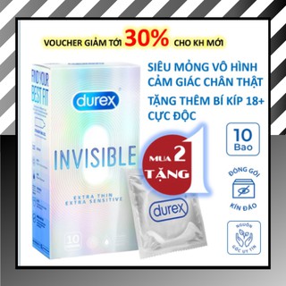 Bao cao su Durex Invisible Extra Thin Extra Sensitive Mỏng vô hình 10 bao