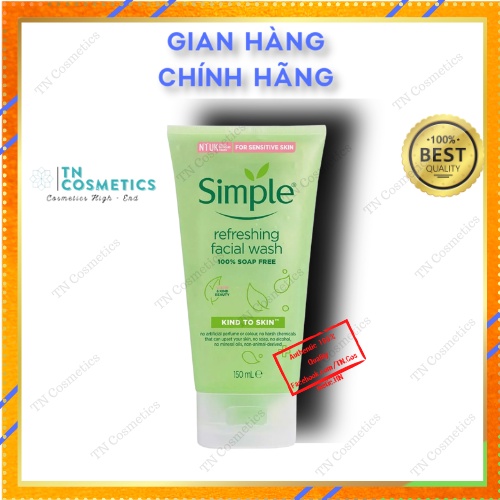 Sữa Rửa Mặt Simple Gel Kind To Skin Refreshing Facial Wash, Gel Rửa Mặt Simple, SRM Simple 150ml SRM01