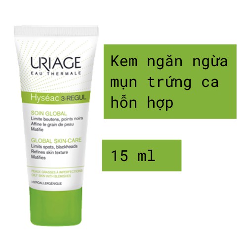 [Mã FMCGMALL -8% đơn 250K] (Minisize) Kem ngăn ngừa mụn trứng cá hỗn hợp Uriage HYSEAC 3-REGUL T 15ML/tuýt