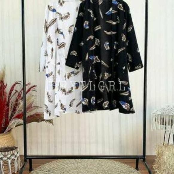Giá thân thiện... Áo Cardigan Họa Tiết Lông Vũ Kiểu Dáng Dài